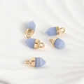 Détail de cinq pendentifs hexagonaux en agate bleue avec attaches dorées pour bijoux DIY - 12# Jade Violet