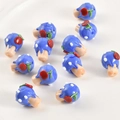 Macro shot of handmade blue glass mushroom beads with white polka dots for jewelry making - Blue Mushroom (3#Blue Apple)