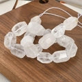 Faceted natural white crystal barrel beads strand for DIY jewelry making and crafts - White Crystal / 1 Piece
