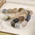 Macro detail of natural faceted agate beads with diverse colors and banded textures - Grey Agate / 1 Piece