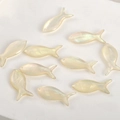 Iridescent white shell fish-shaped charms for DIY jewelry making and necklaces - White Shell Fish