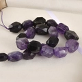Macro shot of faceted raw amethyst and black obsidian stones for DIY jewelry making - Purple Crystal / 1 Piece