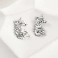 Macro detail of silver unicorn pendant with zircon inlay for DIY jewelry making - Silver Unicorn / 19.4x13.8mm