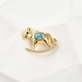 Detailed view of 18k gold plated rocking horse pendant with turquoise stone and zircons - Blue Turquoise Rocking Horse Style
