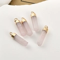 Natürliche Rosenquarz-Sechskantsäulen-Anhänger mit Goldkappe für DIY-Schmuckherstellung - Rosenquarz-Stil (1# Rosenquarz)