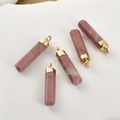 Fünf natürliche rosa Kristall Anhänger mit goldenen Metallkappen für DIY Schmuckherstellung - Rhodochrosit-Stil (2# Rhodochrosit)