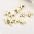 Ciondoli a croce placcati oro 14k lucidi con anelli per la creazione di gioielli - Lettera X (24#X) / 1 Pezzo / Oro