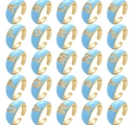 Verstellbarer goldener Ring mit himmelblauem Emaille und funkelndem Kristall-Buchstaben - Buchstabe A / Blau