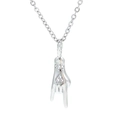 Silver hand gesture pendant necklace with sparkling heart crystal and delicate chain - Platinum-White