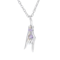 Hip hop gesture pendant necklace in silver with purple heart diamonds and O-chain link - Platinum-Purple