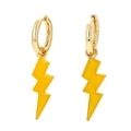 Pendientes punk de rayo en metal dorado con acabado de esmalte amarillo brillante - Amarillo