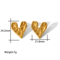 Detailed view of golden heart studs with hammered texture showing size 24.2mm by 21.8mm - Lava Heart