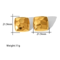 Macro detail of 18K gold-plated geometric square stud earrings with hammered texture - Faceted Square