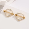 Pair of 18K gold plated heart nipple rings with sparkling zircon inlay for women - Gold White