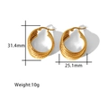 Detailed view of gold multi-layer woven texture hoop earrings with size specifications - Circular Intersection