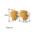 Detailed dimensions of gold fan-shaped earrings with pleated metal texture and 18K plating - Swirl