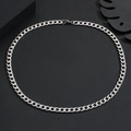 Classic silver stainless steel Cuban link chain necklace with polished mirror finish for men - 5mm / 45cm