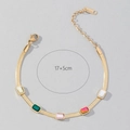 Bracciale piatto in oro con cinque zirconi rettangolari colorati e chiusura a moschettone - Oro