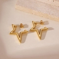 Orecchini a stella in acciaio inossidabile placcato oro 18K lucido dal design minimalista - Stile Stella Svuotata a Grande Profilo (5960750932864) / Oro
