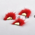 Three red plush fan-shaped pendant charms with golden metal edges for DIY earring making - 9#Red(25-30mm)