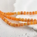 6mm orange striped square glass beads with silver spacers for DIY jewelry making - One Strand Approx 55 Beads / Orange Red