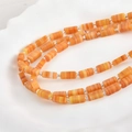4x10mm orangefarbene Glasperlen mit silbernen Zwischenperlen für DIY-Schmuck - Roter Achat Streifen Stil (P-11)