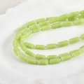 Hellgrüne Katzenaugen-Glasperlen mit silbernen Zwischenstücken für DIY-Schmuck - Grüner Jade Katzenaugen Glanz Stil (P-11)