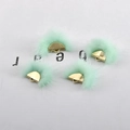 Detailed view of mint green fan-shaped mink fur pendants with gold metal loops for DIY - 6#Green(25-30mm)