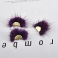 Detail view of purple mink fur fan pendants with gold metal clasps for DIY jewelry making - 7#Purple(25-30mm)