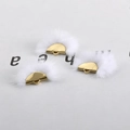 Detail of DIY fan-shaped white mink fur pendants with gold metal ring for earrings - 1#White(25-30mm)