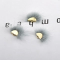 Close-up of grey mink fur fan charms with gold semicircular bases for DIY jewelry making - 12#Retro Blue(25-30mm)