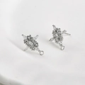Detail of 14k gold plated vintage lace earring with zircon stones and hanging loop - 10# Lace Marquise Earring Stud White K / Silver