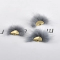 Close-up of gray mink fur fan-shaped pendants with golden metal loops for DIY jewelry - 8#Grey(25-30mm)
