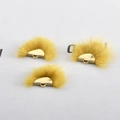 Macro detail of yellow mink fur fan pendants with gold metal caps for DIY jewelry - 11#Turmeric(25-30mm)