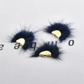 Macro shot of navy blue semi-circle faux fur charms with gold metal rings for DIY earrings - 10#Navy Blue(25-30mm)