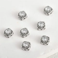 Macro shot of silver square spacer beads with white zircon and filigree for DIY jewelry - Square Spacer Bead (Silver)