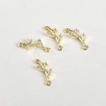 Detailed view of 14k gold plated leaf connectors with cubic zirconia for jewelry making - 3# Tree Branch Leaf Connector 14k Gold / 19.4*6.2mm