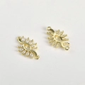 Macro di connettori a foglia placcati in oro 14k con brillanti zirconi cubici incastonati - 7# Connettore Vite Oro 14k