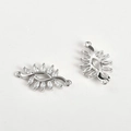 Dettaglio connettore a foglia d'argento con zirconi marquise per creazione gioielli - 8# Connettore Vite Tonalità Argento