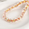 Macro shot of 8mm clear glass round beads with gold foil flakes for DIY jewelry making - 9# Red Iridescent Square