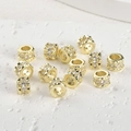 14k gold plated rivet cylinder beads with clear zircon stones for DIY jewelry making - 14K Gold Rivet Spacer Bead
