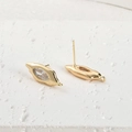 Detail van 18k vergulde marquise zirkoon oorsteker met lus voor DIY-sieraden - 18k Goud Marquise Zirconia Oorknopje (1 Stuk)