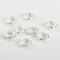 Detailed macro view of retro 14k gold plated square beads with green zircon inlays - Approx 11.3mm Hole 0.8mm / Silver