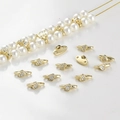 14k gold plated heart spacer bead with zircon for DIY pearl jewelry making - Slanted Heart Double Hole (9.6*4mm)