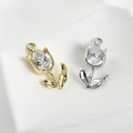 Macro shot of 14k gold-plated tulip charms with pear-shaped cubic zirconia stones - 1# White Zirconia Tulip 14k Gold