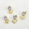 Detailed close-up of 14k gold plated tulip pendants with purple zircon for DIY jewelry - 5# Purple Zirconia Tulip 14k Gold