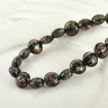 Macro shot of dark translucent glass beads with colorful foil inside for DIY jewelry - 5# Grape Purple Foil Flat Round