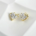 Close-up of sparkling heart zircon pendant with golden bow for DIY jewelry making - 13.2*13mm