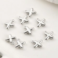 Ciondoli a stella in rame placcato oro 14k lucido per collane e braccialetti fai-da-te - Lettera X (50#X) / 1 Pezzo / Argento