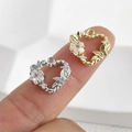 14k gold plated heart pendant with zircon butterfly and floral twisted wreath charms - Heart Plum Style / Heart Plum (14K Gold)